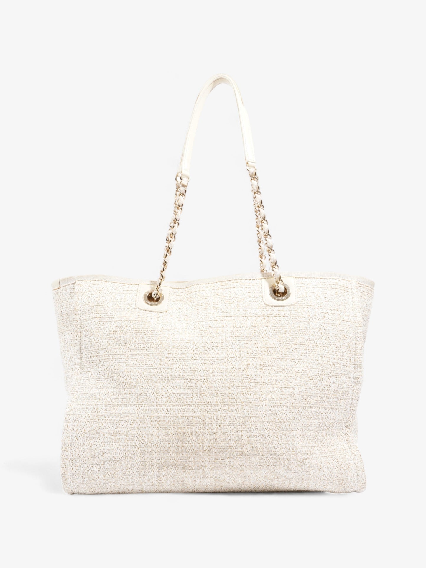 Chanel Deauville Tote Ivory Canvas Small