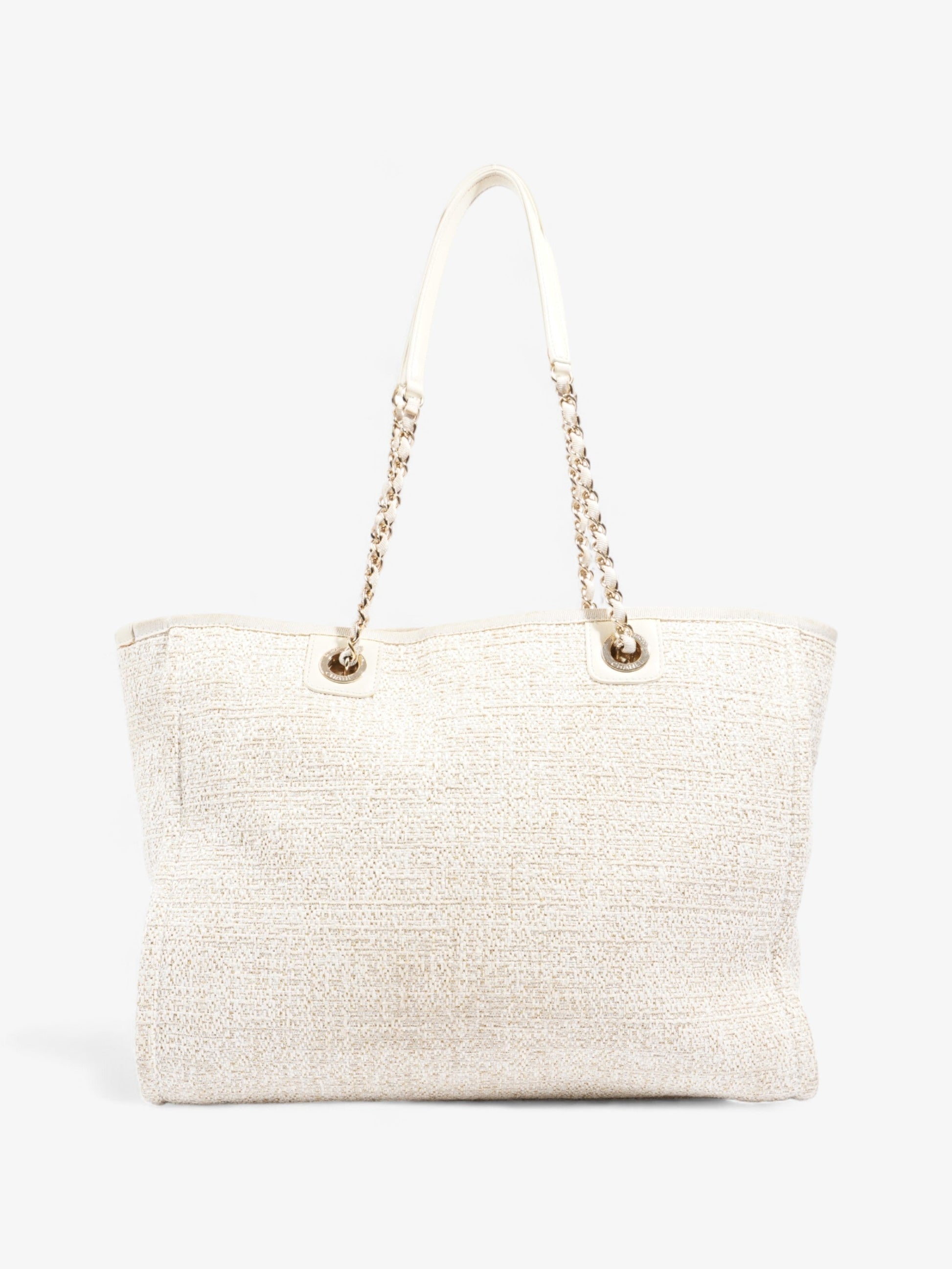 Chanel Deauville Tote Ivory Canvas Small