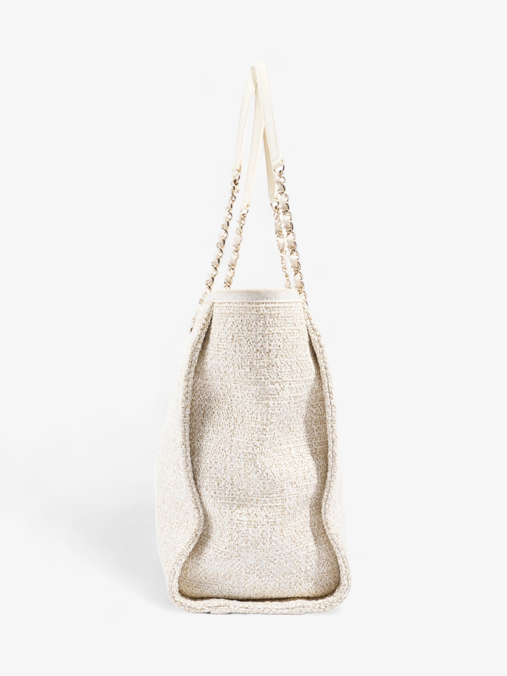 Chanel Deauville Tote Ivory Canvas Small