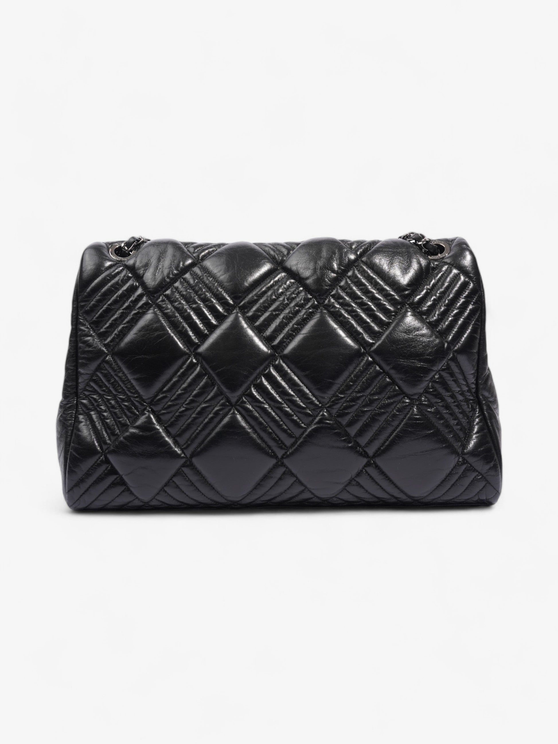 Chanel In and Out Flap Bag Black Lambskin Leather Maxi