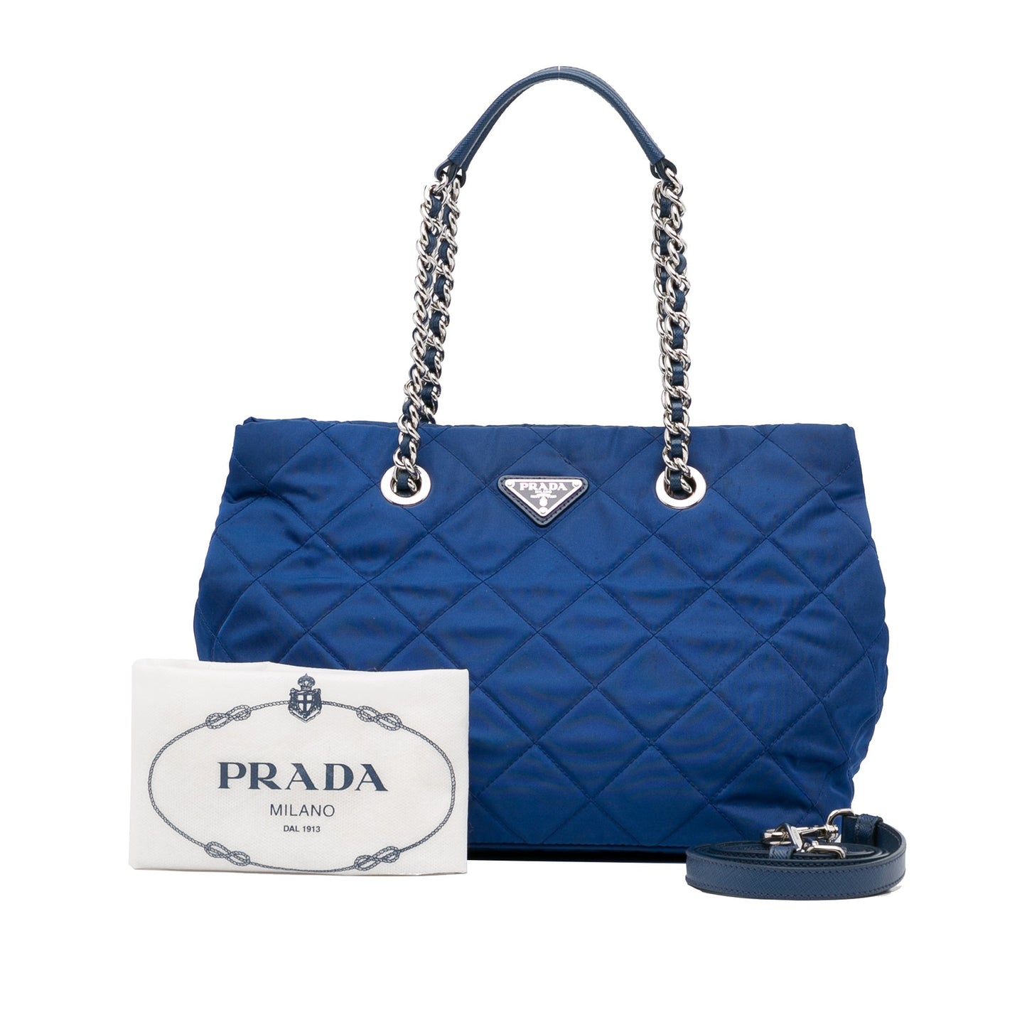Prada Tessuto Impuntu Blue Nylon Canvas Luxury Handbag