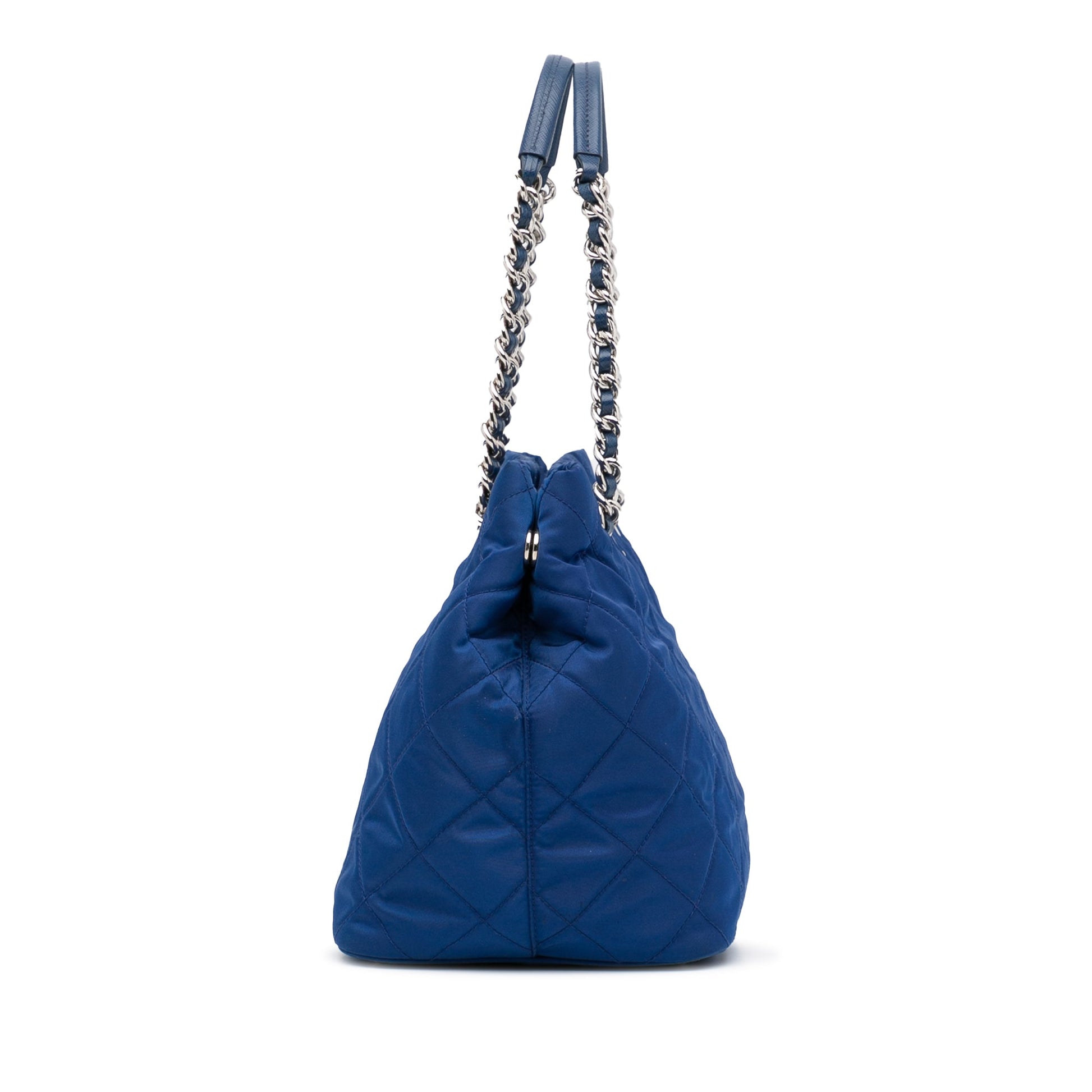 Prada Tessuto Impuntu Blue Nylon Canvas Luxury Handbag