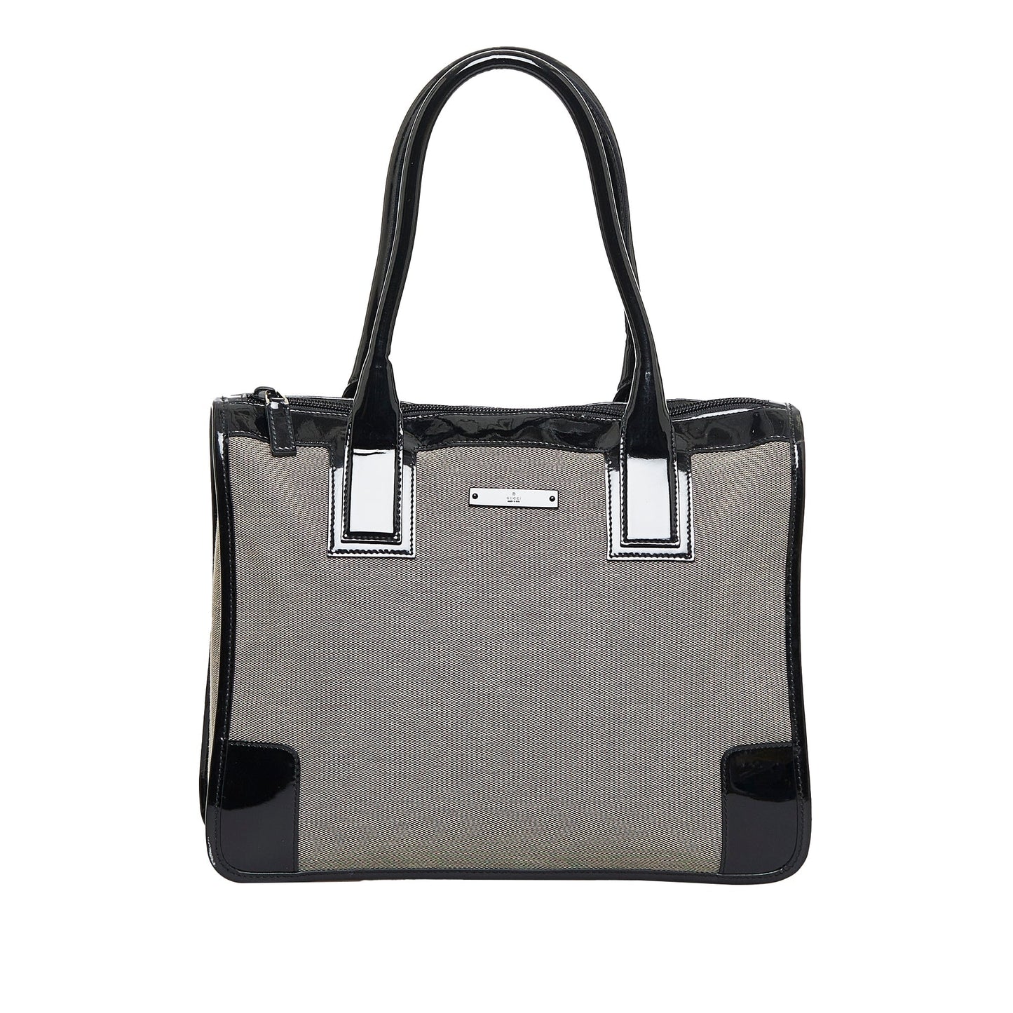 Gucci Grey Leather Canvas Handbag Style 1