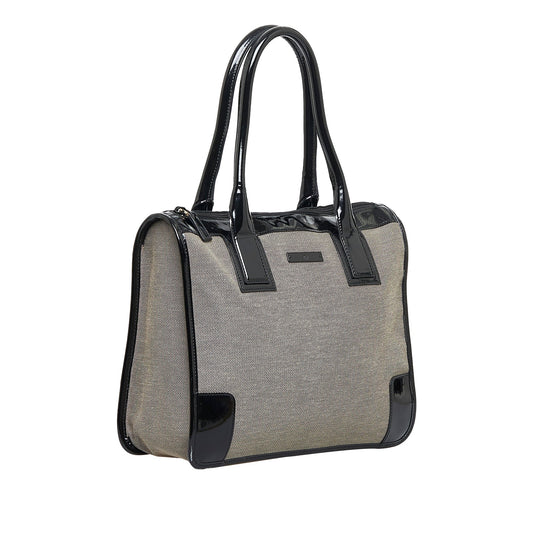 Gucci Grey Leather Canvas Handbag Style 1