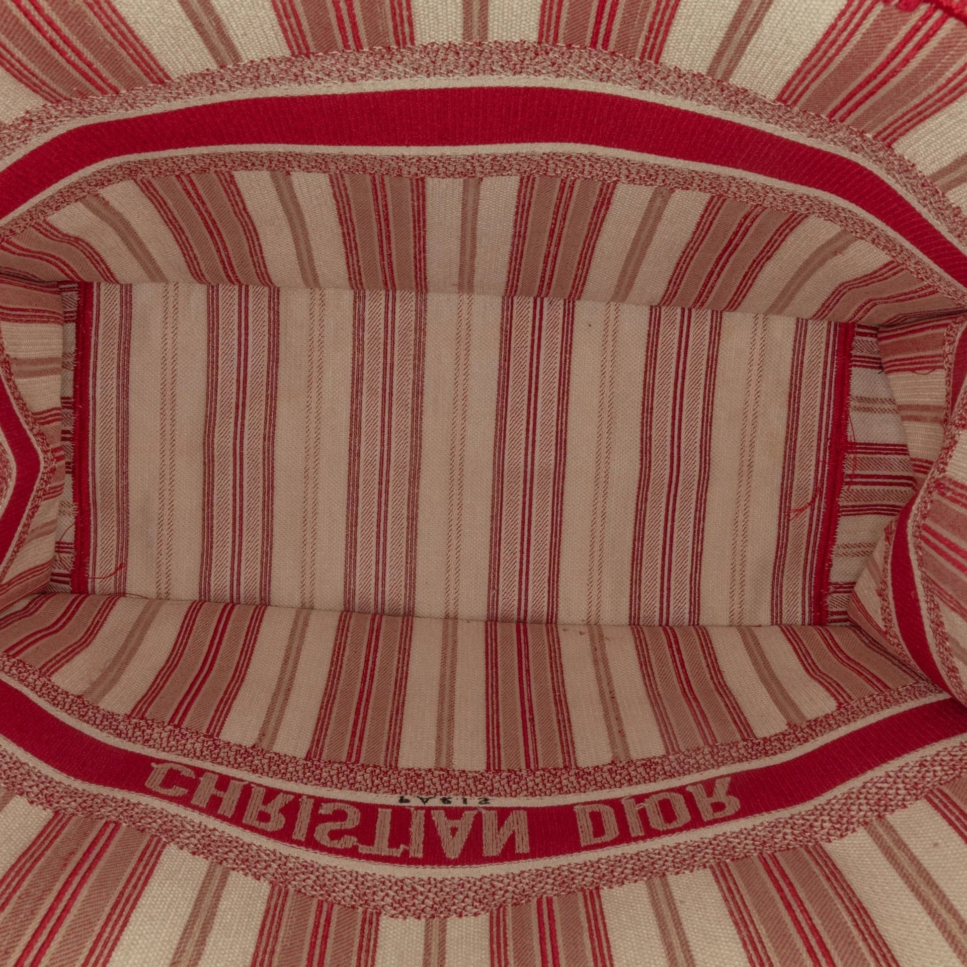 Red Dior Large Striped Book Tote