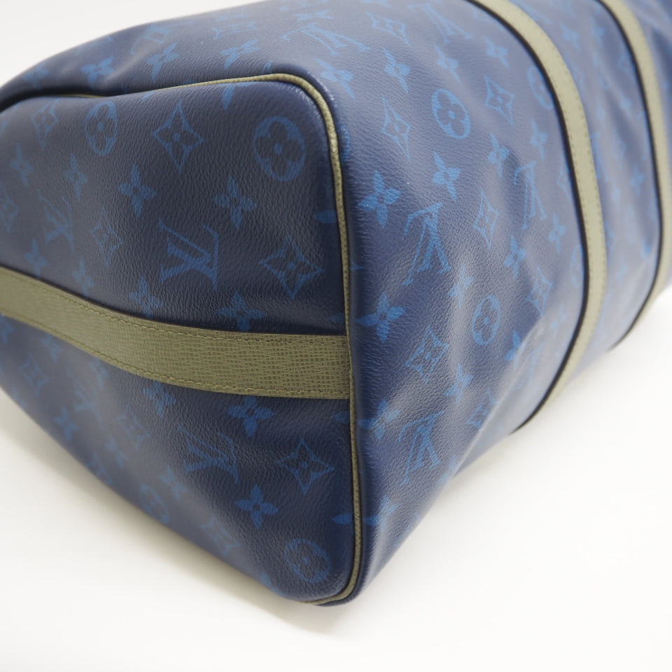 LOUIS VUITTON Boston Duffel bag leather blue monogram pacific Keepall bandouliere45 unisex(Unisex)