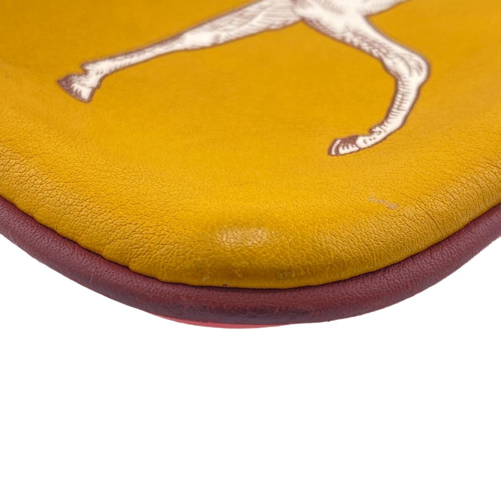 HERMES Pouch leather yellow boyfriend pocket