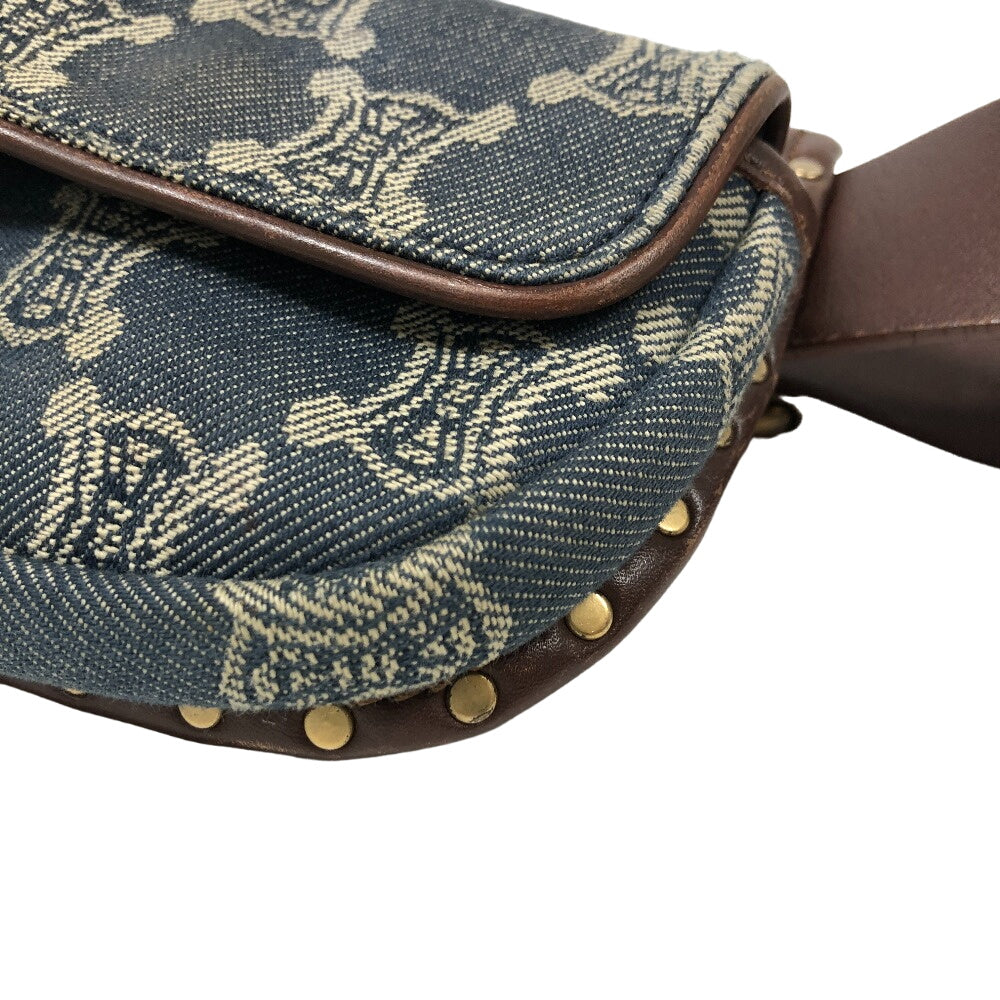 CELINE Sling bag Denim, Leather blue Waist pouch Macadam Triomphe Women