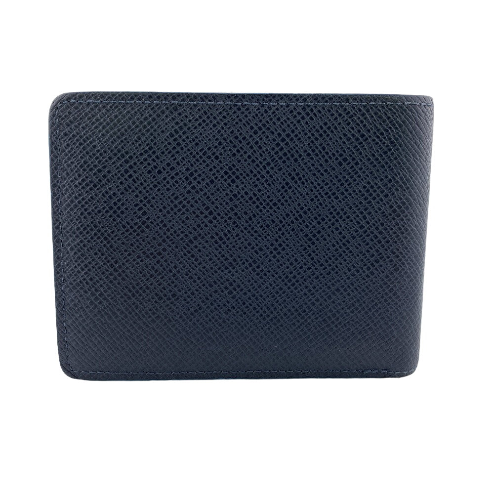 LOUIS VUITTON Bill Compartment leather Navy Taiga Portefeuille Multripru mens