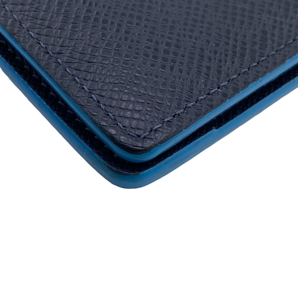 LOUIS VUITTON Bill Compartment leather Navy Taiga Portefeuille Multripru mens