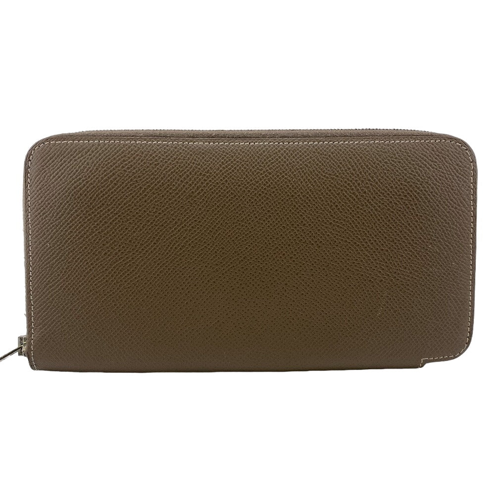 HERMES Long Wallet Purse leather beige voepso Azap long silk in