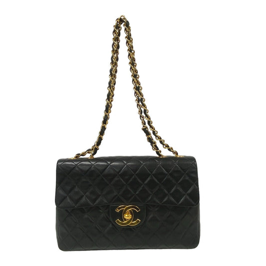 CHANEL Shoulder Bag lambskin black Single flap Double Chain COCO Mark Deca Trasse Women