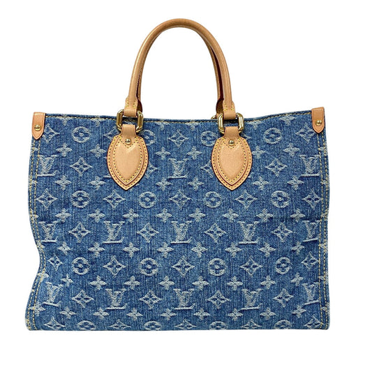 LOUIS VUITTON Tote Bag Monogram denim Navy Monogram denim On the Go MM Women