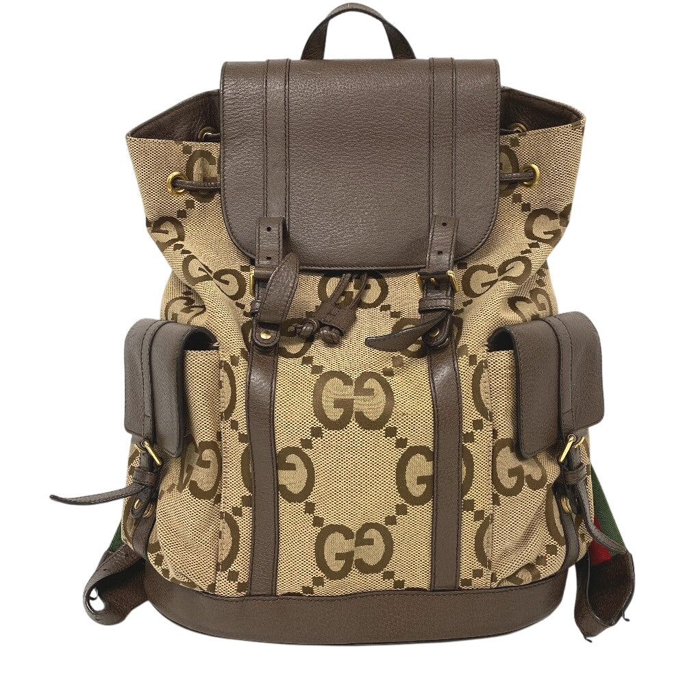 GUCCI Backpack 678829 Canvas, Leather Brown Jumbo GG mens(Unisex)