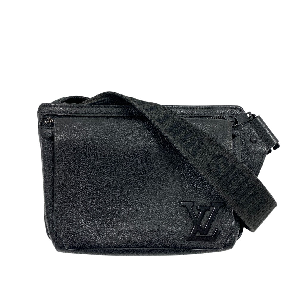 LOUIS VUITTON Sling bag Grain leather black LV Aerogram takeoff sling mens