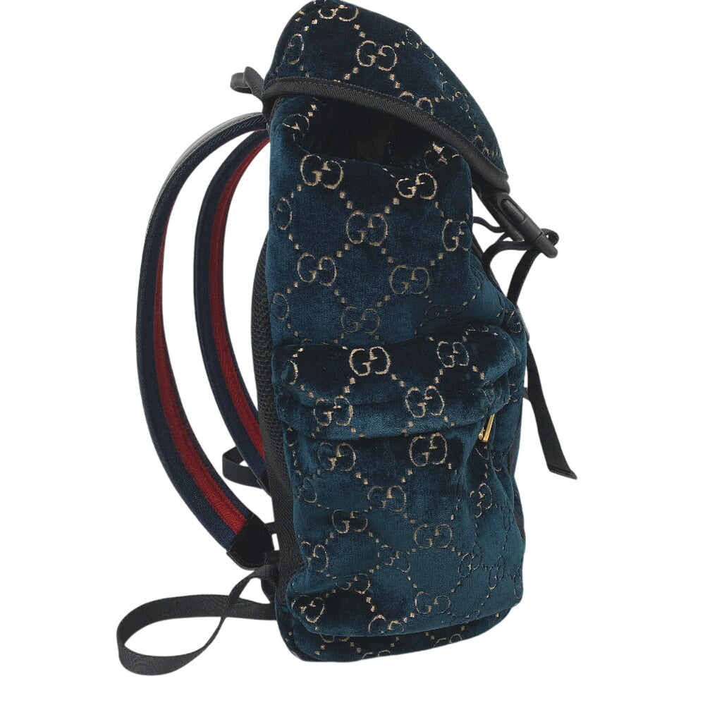 GUCCI Backpack 574923 Leather, Nylon green GG velvet unisex(Unisex)