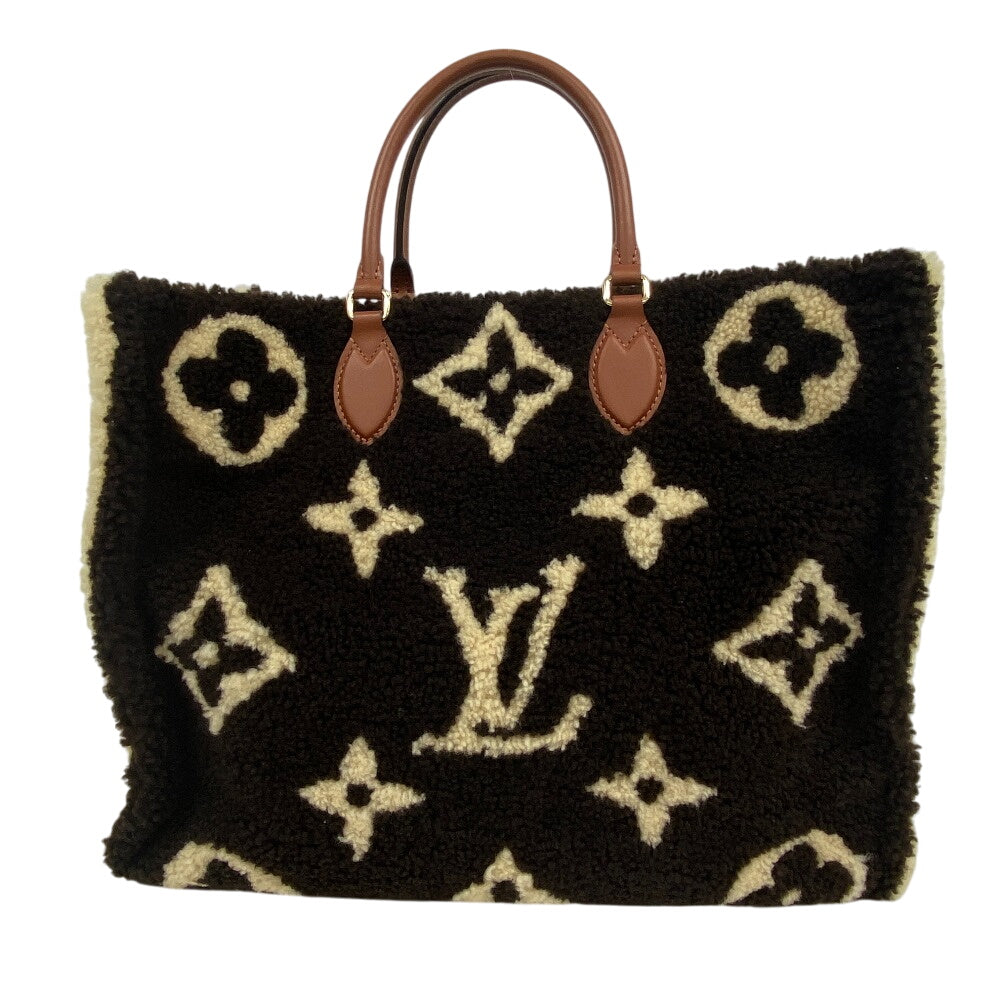 LOUIS VUITTON Handbag Monogram shearling, leather Brown Monogram teddy On-the-go GM Women
