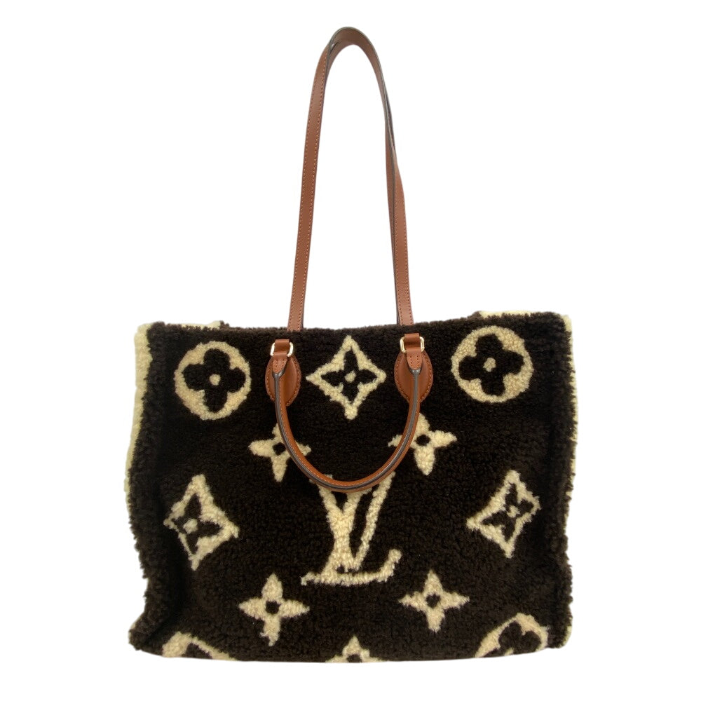 LOUIS VUITTON Handbag Monogram shearling, leather Brown Monogram teddy On-the-go GM Women