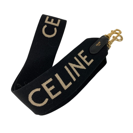 CELINE Shoulder strap canvas black jacquard long strap Women