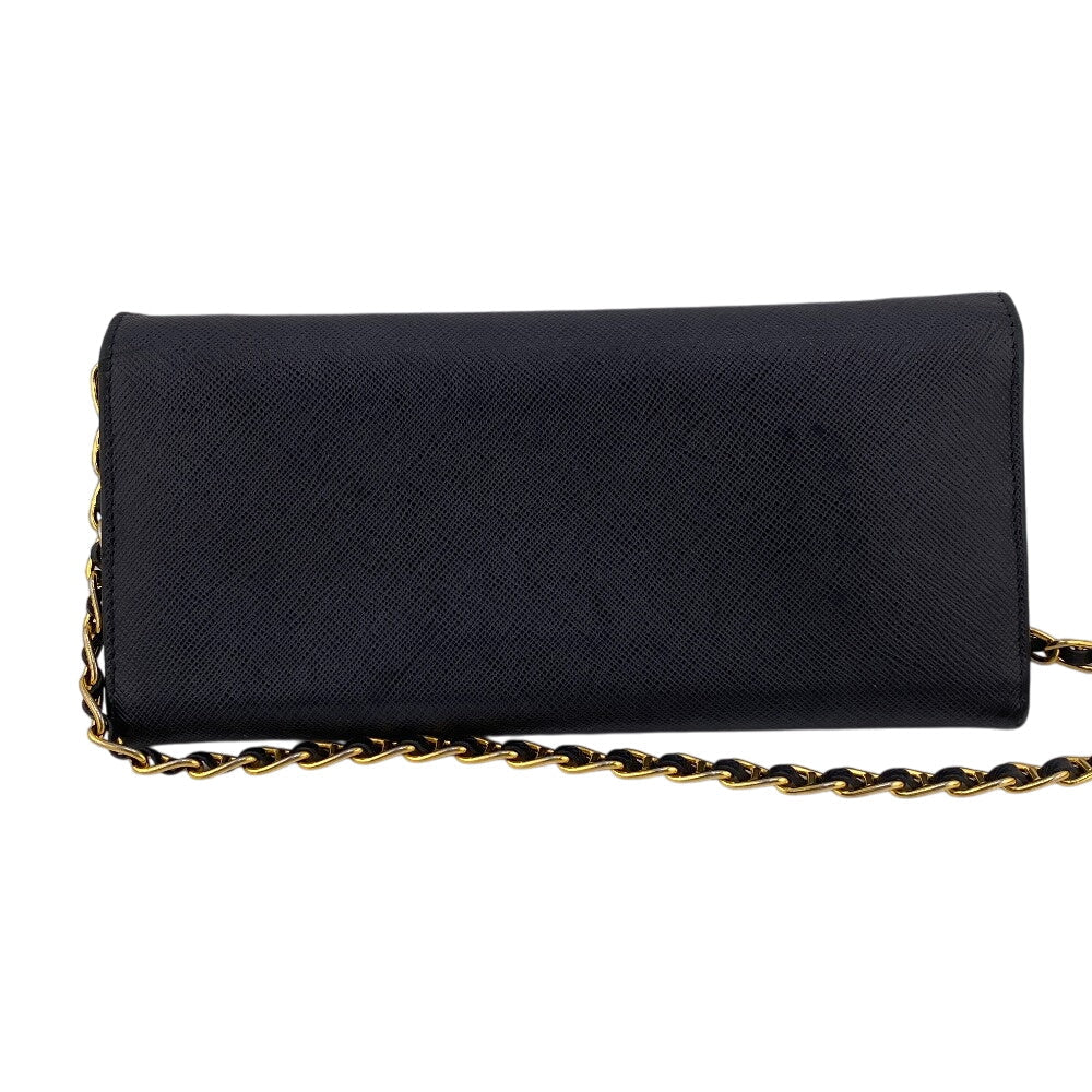PRADA Long Wallet Purse 1MT290 leather black Shoulder Bag Safiano Chain wallet Women