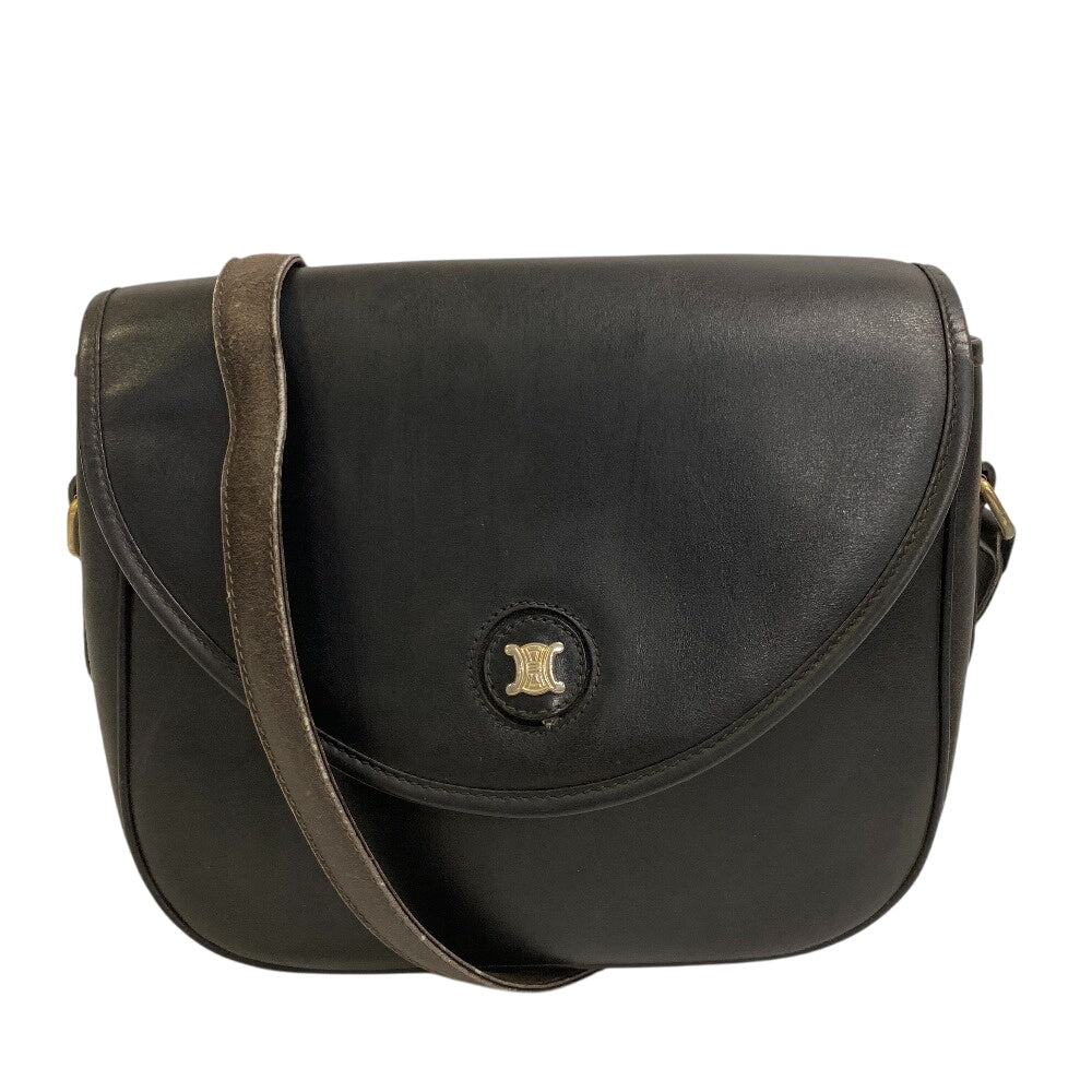 CELINE Shoulder Bag leather black Crossbody Triomphe