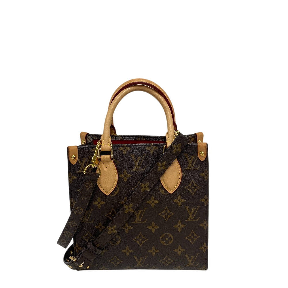 LOUIS VUITTON Shoulder Bag leather Brown 2way handbag Monogram Sac PlatBB Women