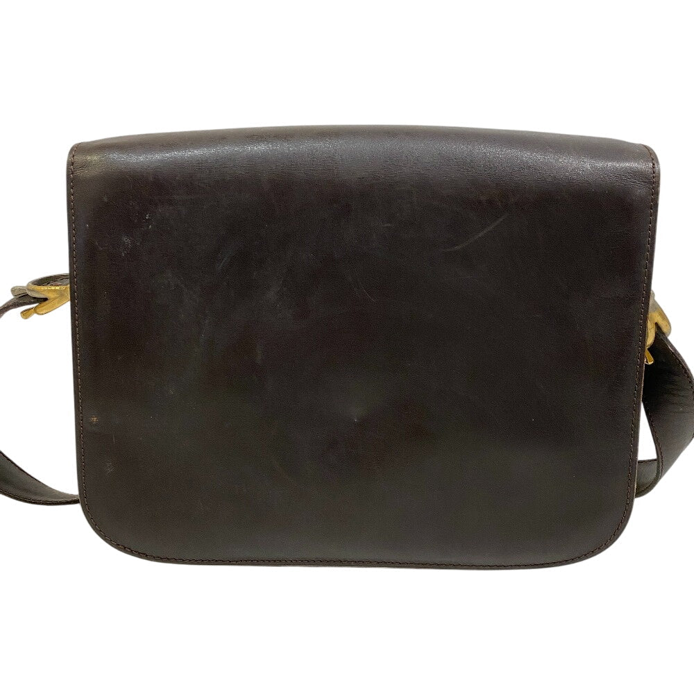 CELINE Shoulder Bag leather Brown Carriage Metal Women