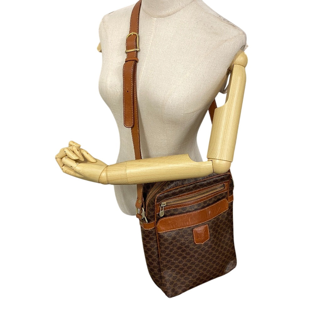 CELINE Shoulder Bag leather Brown macadam Women
