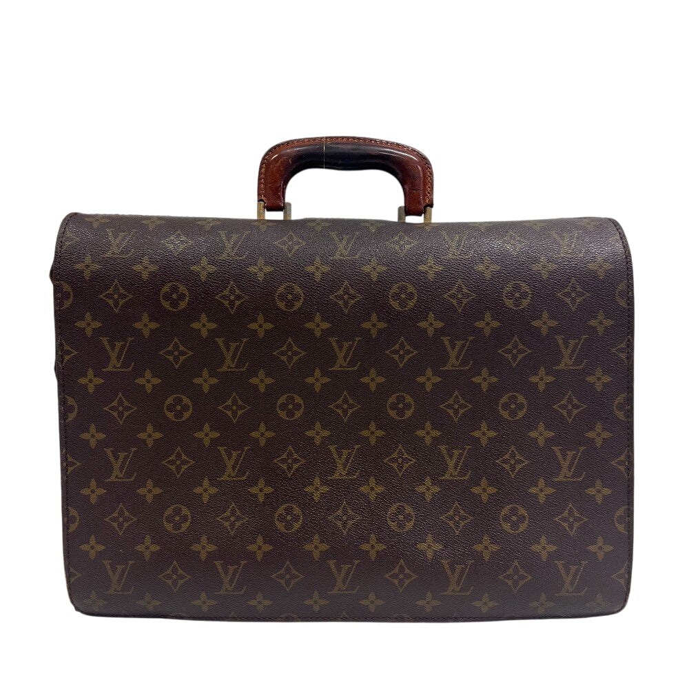 LOUIS VUITTON Business bag leather Brown Monogram Fermoire