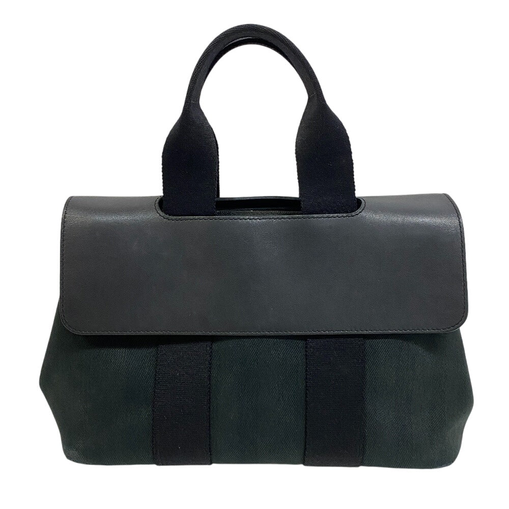 HERMES Handbag Toile Chevron , Leather black Tote Bag Pouch Valparaiso PM Women(Unisex)