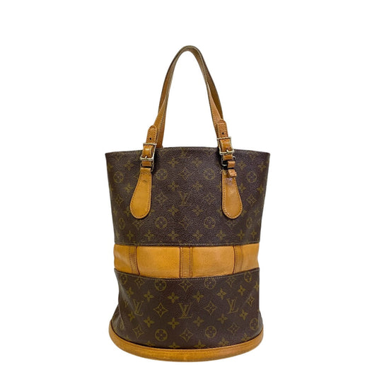 LOUIS VUITTON Shoulder Bag leather Brown Tote Bag Monogram Bucket GM Women