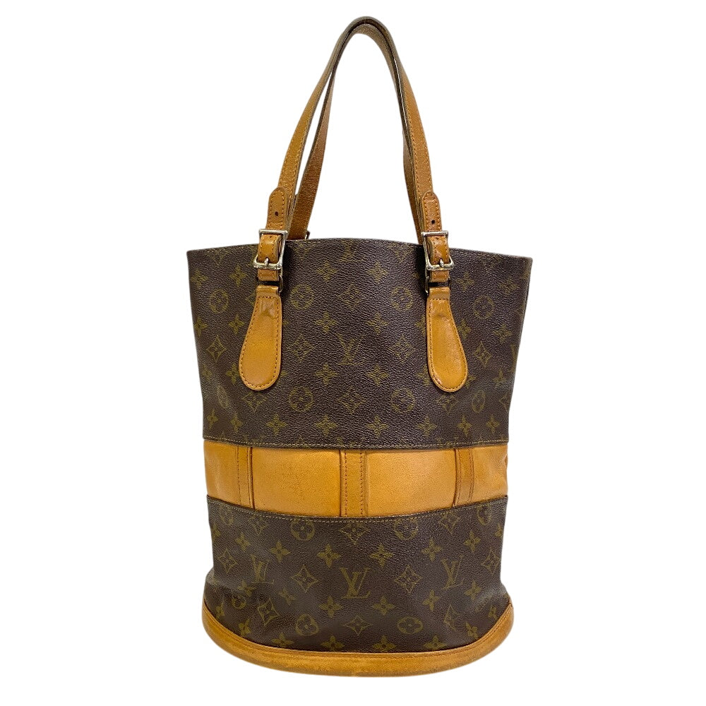LOUIS VUITTON Shoulder Bag leather Brown Tote Bag Monogram Bucket GM Women