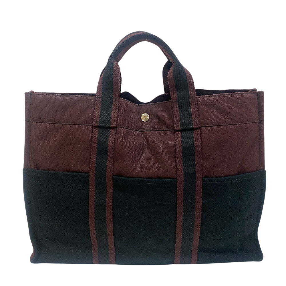 HERMES Tote Bag Cotton canvas wine-red Tote Bag By color Fool ToeMM Women(Unisex)