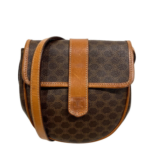 CELINE Shoulder Bag leather Brown Pochette Macadam Women