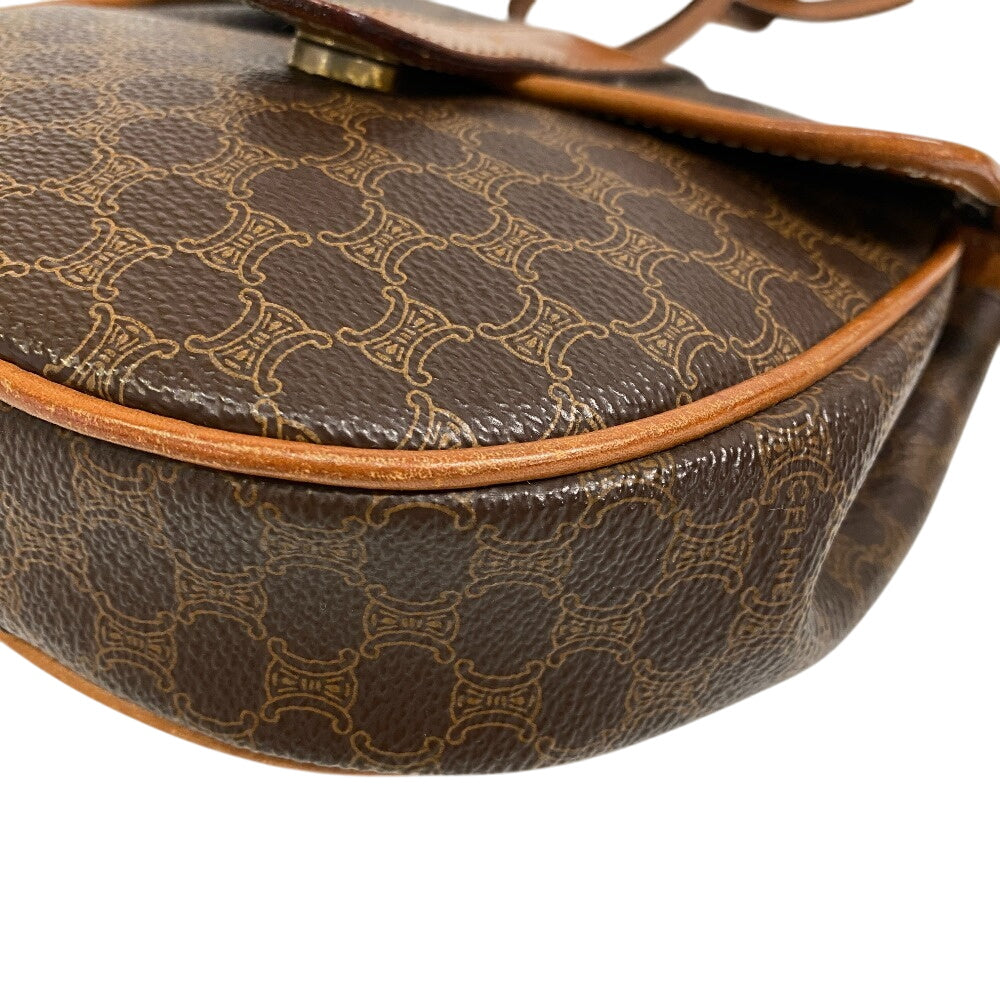 CELINE Shoulder Bag leather Brown Pochette Macadam Women