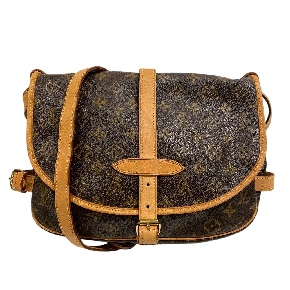 LOUIS VUITTON Shoulder Bag leather Brown Monogram Saumur 30
