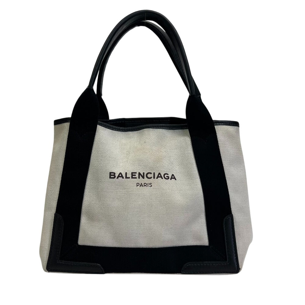 BALENCIAGA Handbag 339933 Canvas, Leather white Navy Cabas S
