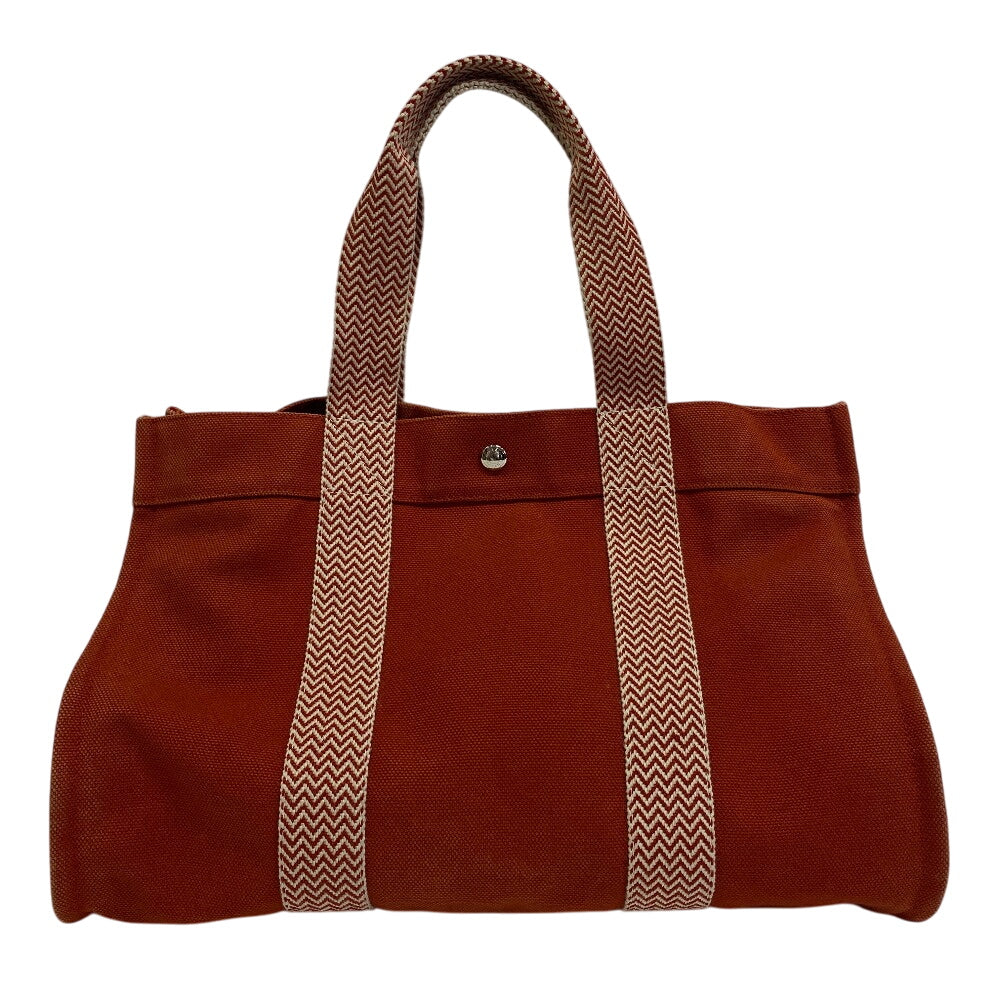 HERMES Tote Bag Cotton canvas Orange Cannes MM Women