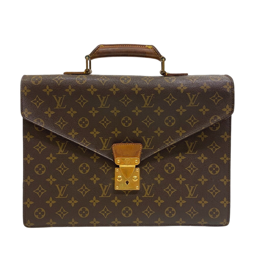 LOUIS VUITTON Business bag leather Brown Handbag Monogram Conseiller mens