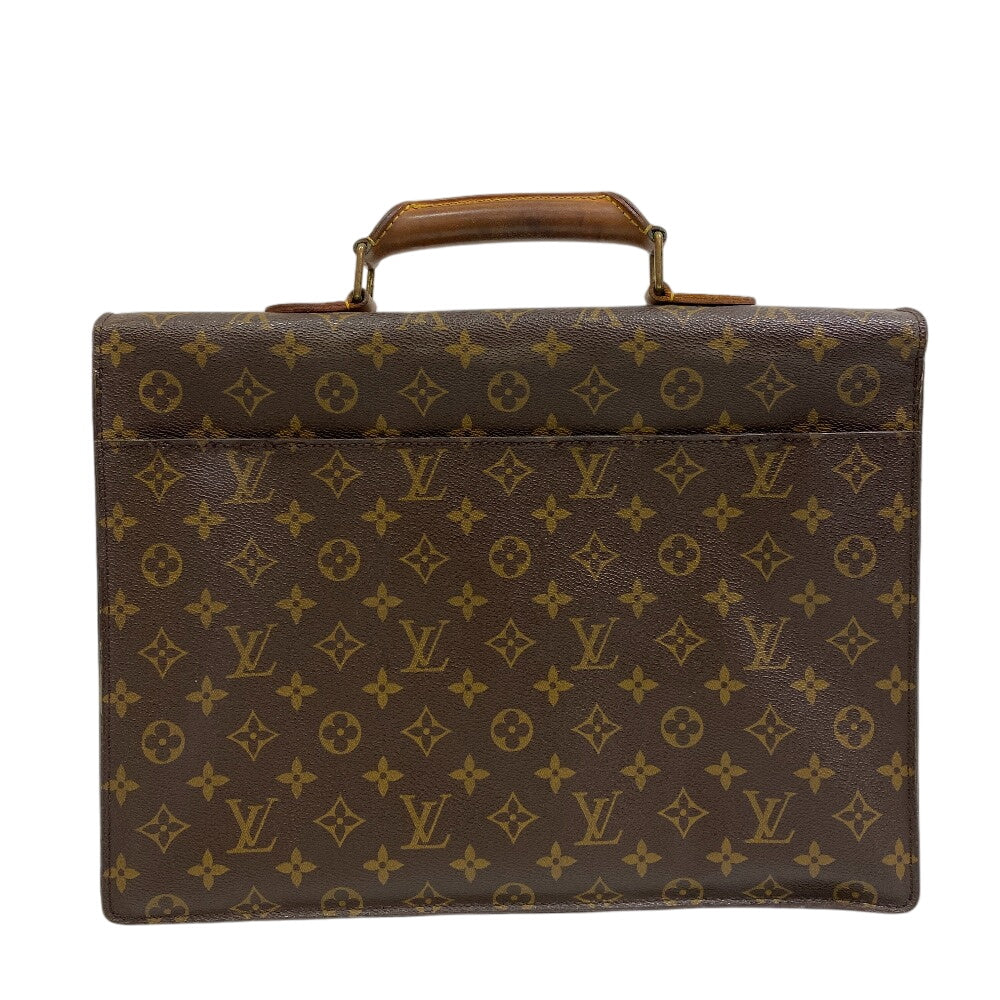 LOUIS VUITTON Business bag leather Brown Handbag Monogram Conseiller mens