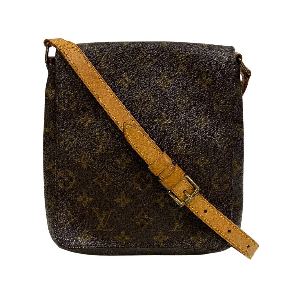 LOUIS VUITTON Shoulder Bag leather Brown Short strap Monogram Musette Salsa Women