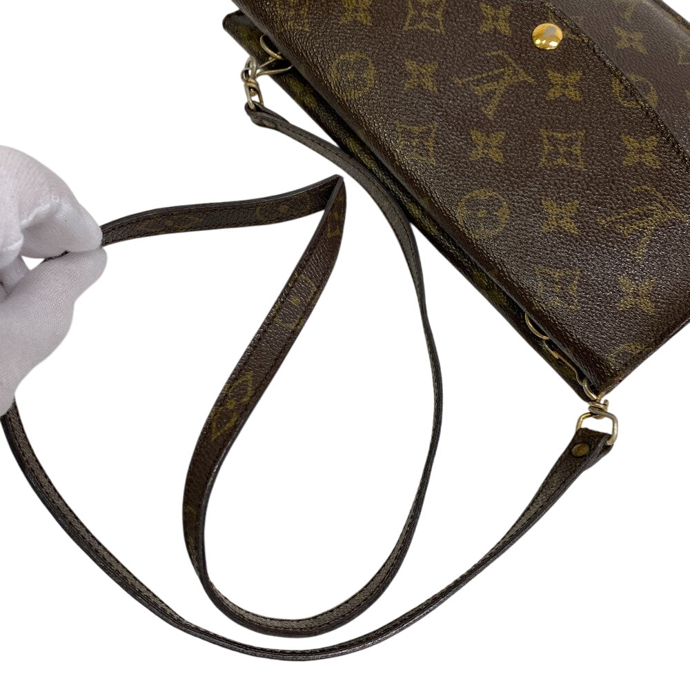 LOUIS VUITTON Shoulder Bag leather Brown Monogram Double mule