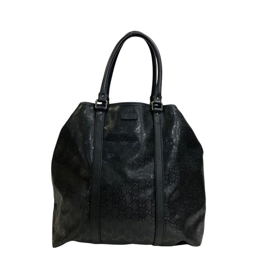 GUCCI Tote Bag 223668 PVC coated canvas black GG implementation
