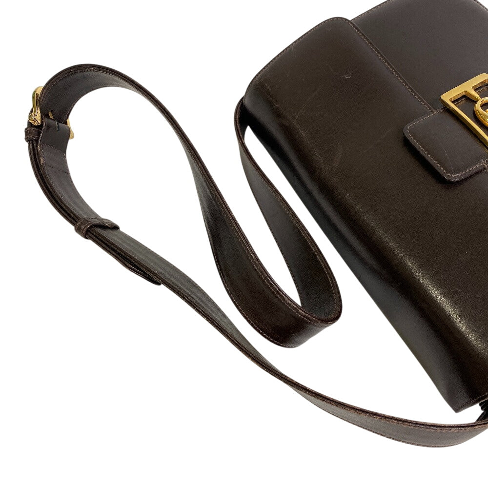 CELINE Shoulder Bag leather Brown Triomphe