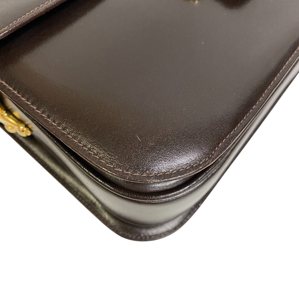 CELINE Shoulder Bag leather Brown Triomphe