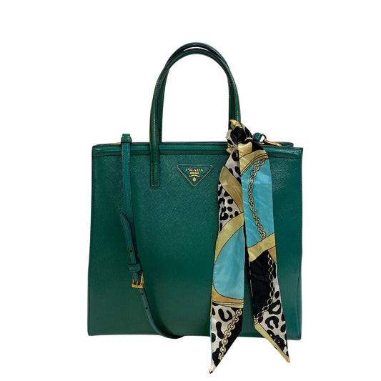 PRADA Handbag BN2411 leather green Safiano Vernis