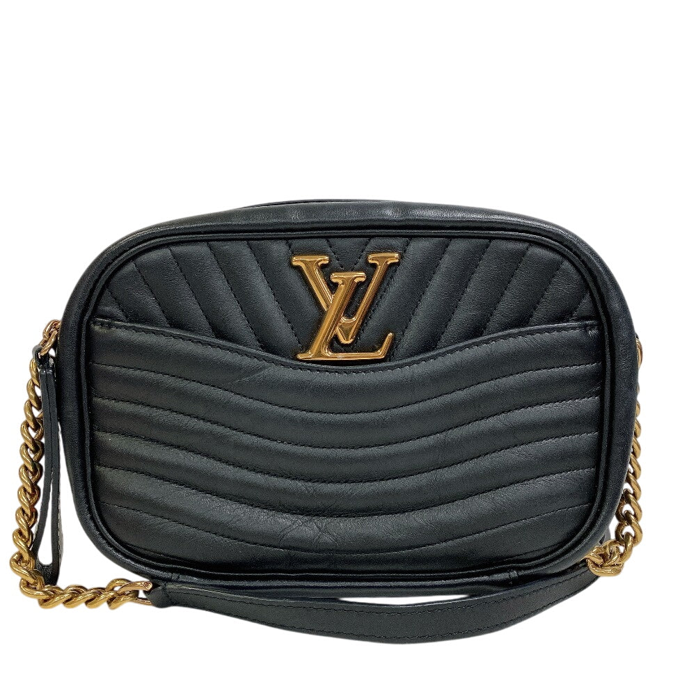 LOUIS VUITTON Shoulder Bag leather black New Wave New camera bag