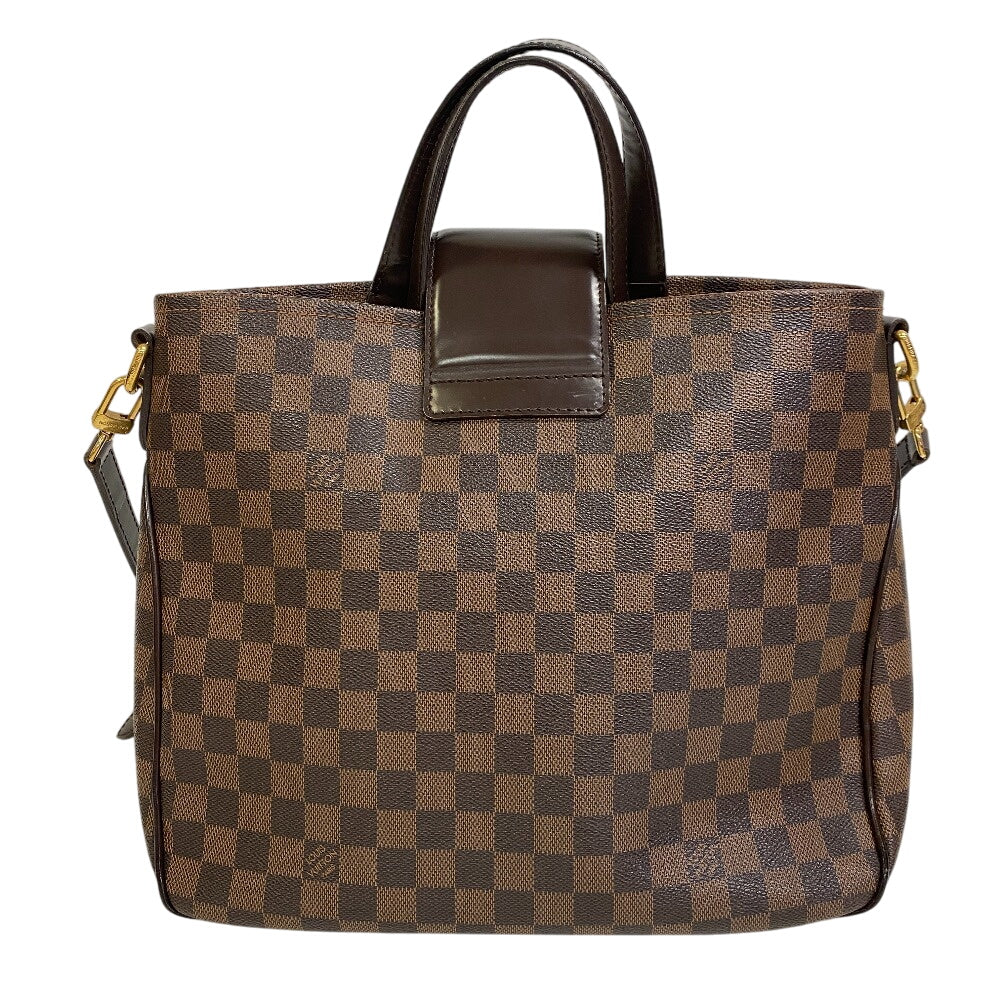 LOUIS VUITTON Handbag Leather, Cloth Brown Damier Hippopotamus roseberry