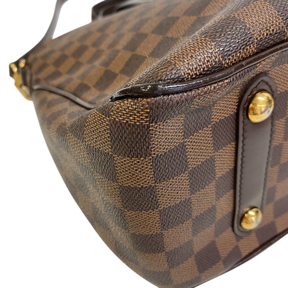 LOUIS VUITTON Handbag Leather, Cloth Brown Damier Hippopotamus roseberry