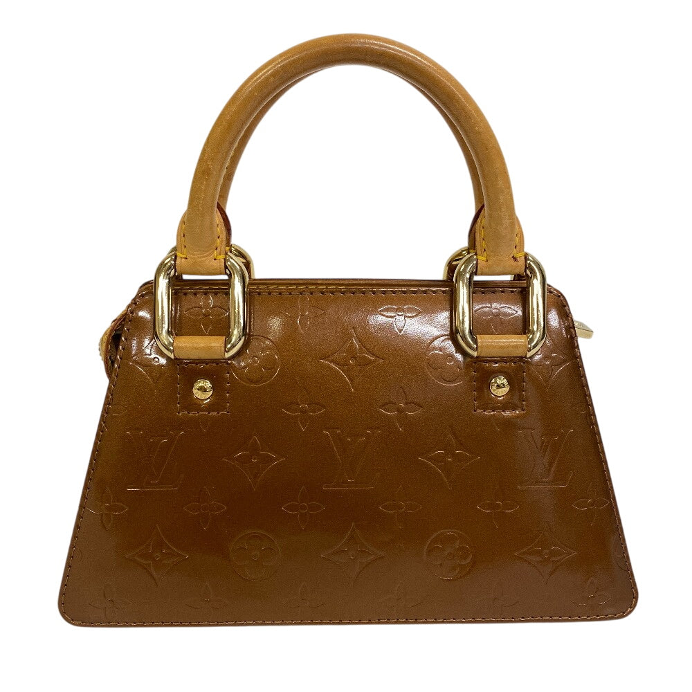 LOUIS VUITTON Handbag Patent leather, leather Brown Monogram Vernis Mini Four Size